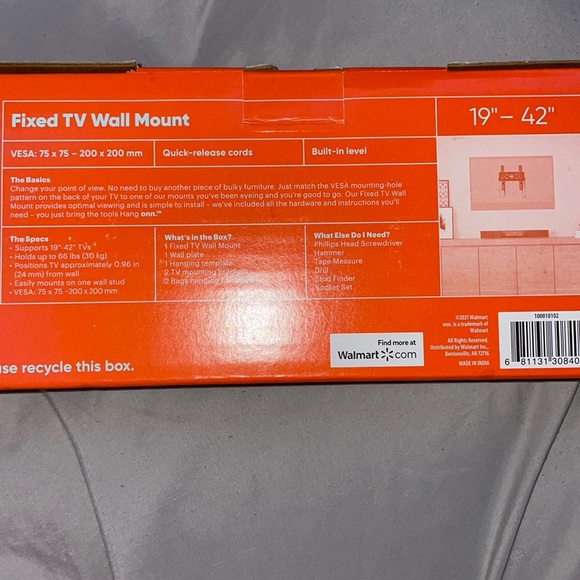 19”-42” onn. TV fixed wall mount - Picture 2 of 3